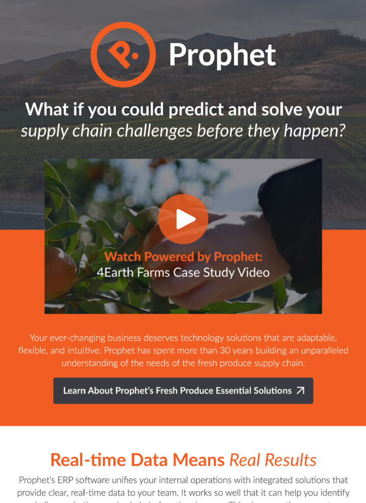Example of a Prophet email newsletter