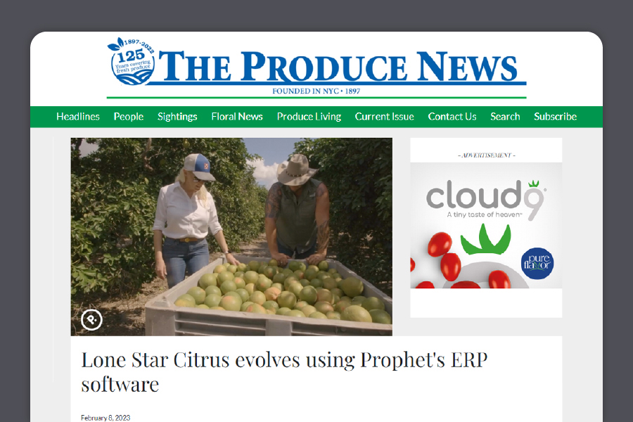An example of Prophet media placement in The Produce News