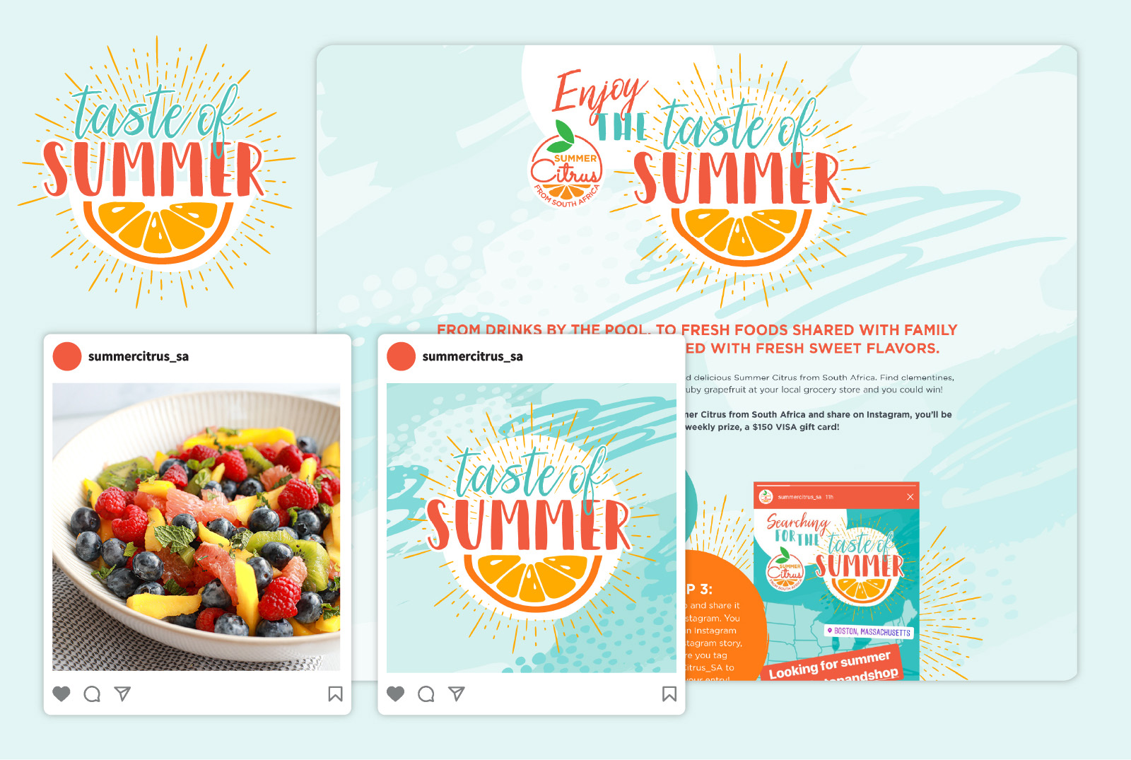 Collage of design examples from the promotion Taste of Summer