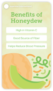 Example of a Super Starr Instagram story that says "Benefits of Honeydew" with illustrations of honeydew melons
