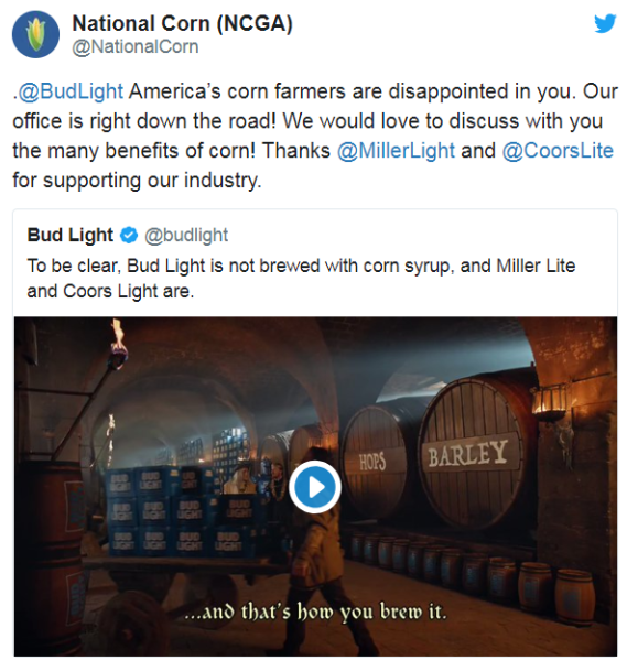 NCGA tweet-Bud Light-Super Bowl Ad 2019-DMA Solutions