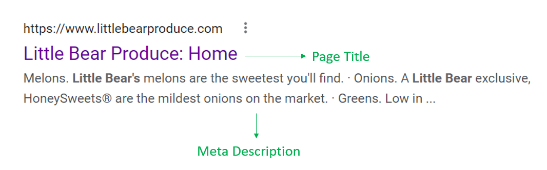page titles and meta descriptions