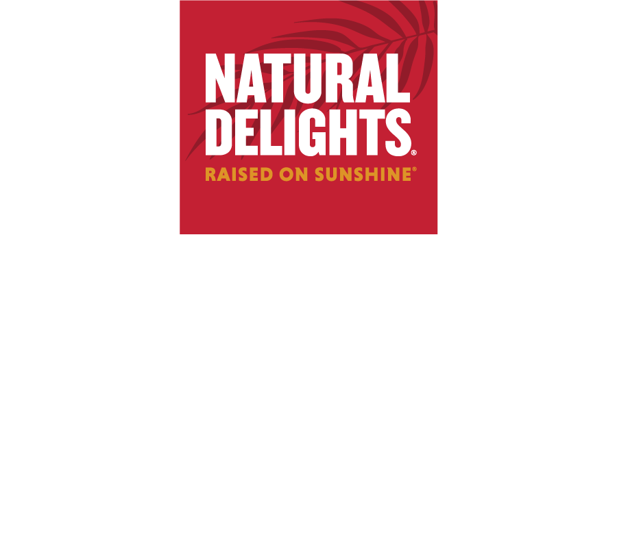 Natural Delights logo and Natural Delights trade logo in white